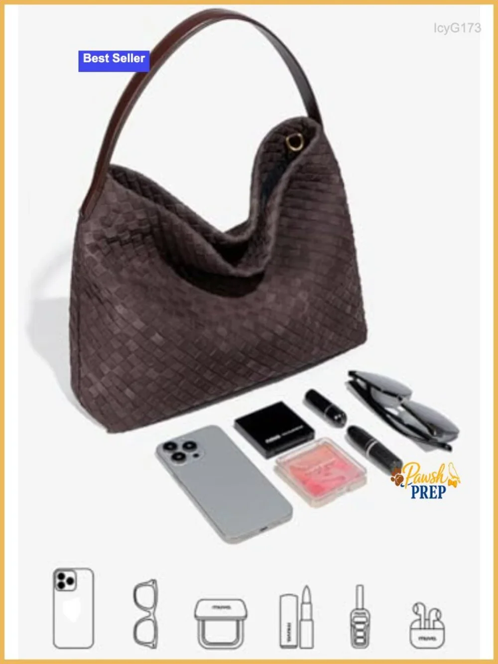 Faux Suede Woven Tote Bag Women Hobo Purse Fall Winter Travel Shoulder Handbag